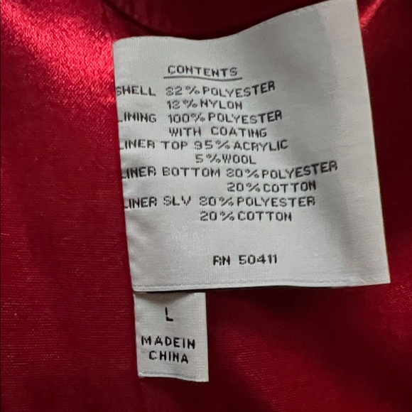 NWT DONATELLA  Vibrant Red Trench Coat Double Breasted Ruffle Hem in Size L - Picture 13 of 16